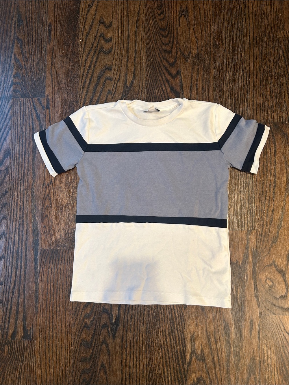 Kids Reiss Short Sleeve Colorblock T‑Shirt - White & Light Gray